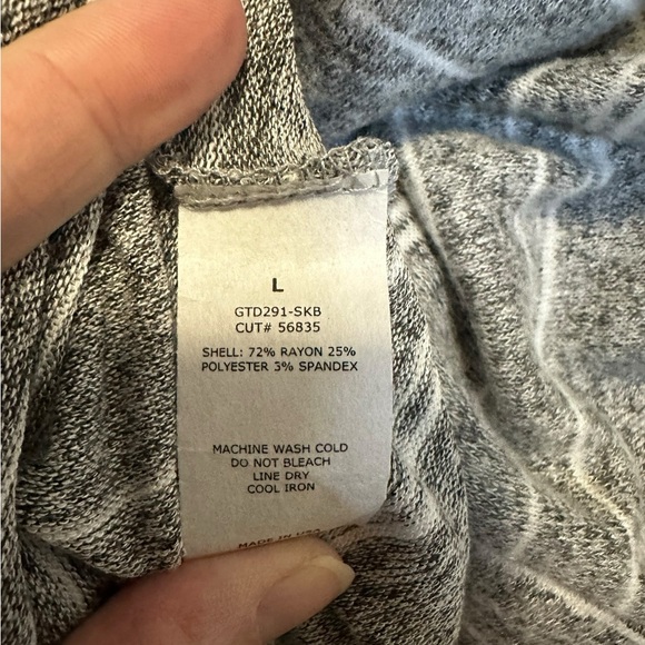 Green Envelope Gray and White Striped Cowl Neck Sweater size large NWT - Picture 5 of 5